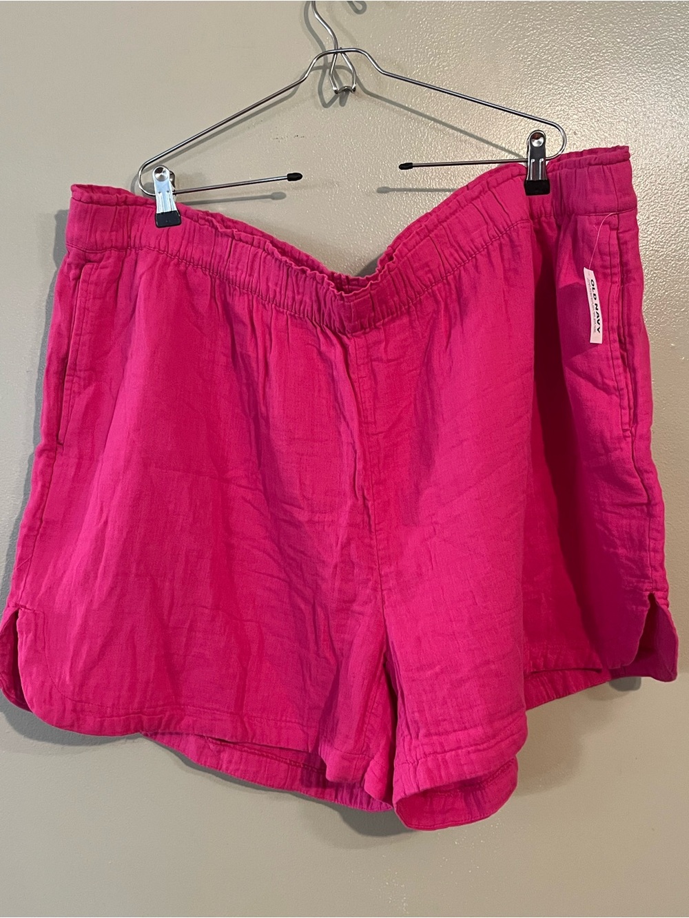 Old Navy Gauze Cotton Women’s Hot Pink Casual Shorts Pull On Beach 3X NWT